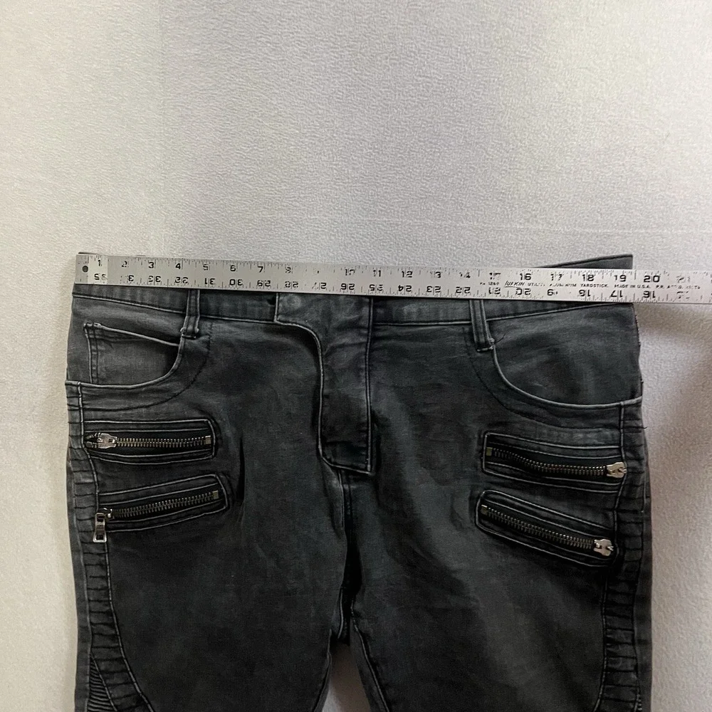 Balmain Paris Moto Biker Jeans Made in Italy Men's Size 38x31 Black Denim Slim